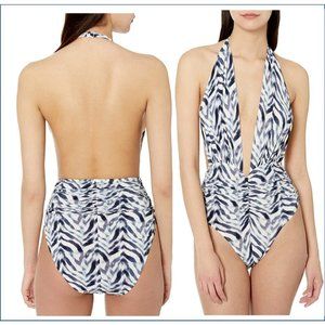 Norma Kamali Swimsuit Marissa Halter Zebra Plunge